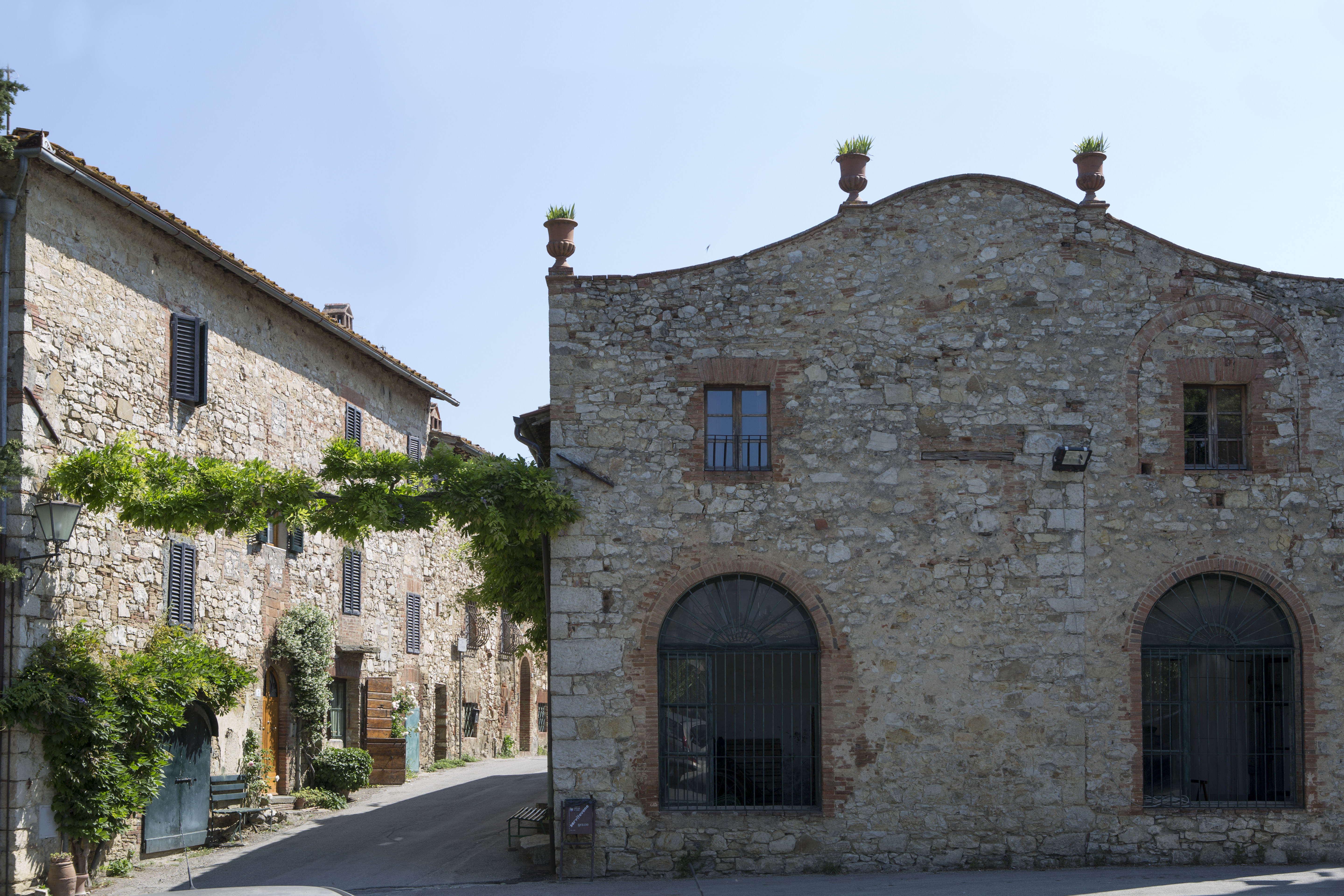 Stone buildings of the medieval village of Fonterutoli in Chianti